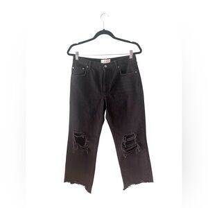 We the Free Maggie mid rise straight leg distressed black denim jeans woman 28